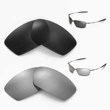 Walleva Titanium + Black Polarized Replacement Lenses For Oakley Square Whisker Sunglasses